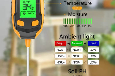 4 in 1 Soil Moisture Meter Digital Plant Temperature Soil Moisture PH Meter Sunlight Intensity Environment Humidity