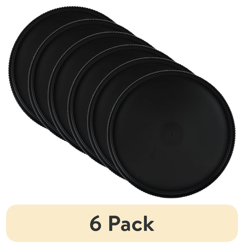 (6 Pack)  Eco-Friendly Recycled Plastic Dinner Plate, Black, 10"