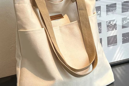1Pc Women'S Tote Bag Canvas Sewing Thread Large Capacity Advanced Sense Handbag Convenient Practical Female'S Commuter Bag