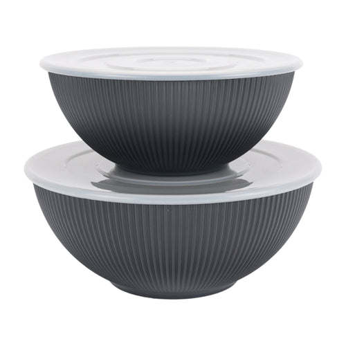 - Black 4-Piece Eco-Friendly Recycled Plastic Serve Bowl Set