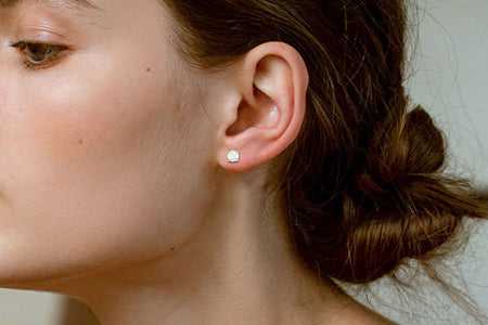 5Mm Created White Opal Stud Earrings Hypoallergenic Sterling Silver round Cut Earrings for Women October Birthstone Jewelry